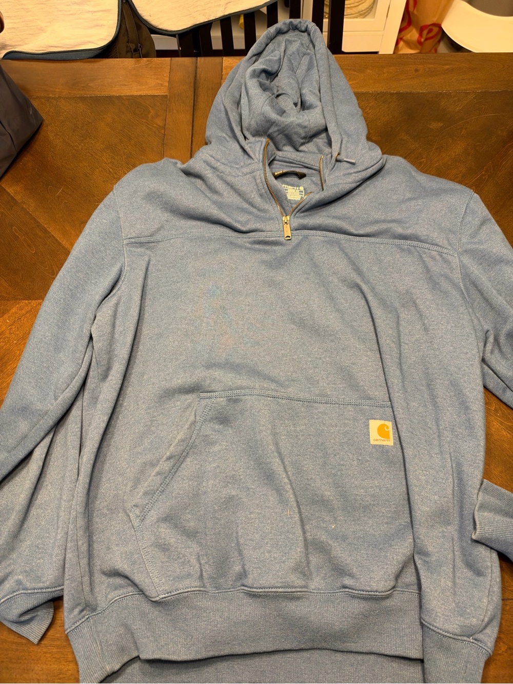 Carhartt Light Blue Quarter-Zip Hooded Pullover